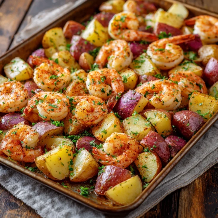 Sheet Pan Garlic Butter Shrimp and Red Potatoes 1