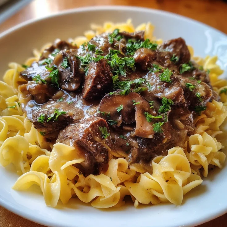 Slow Cooker Beef and Mushroom Gravy with Egg Noodles 1