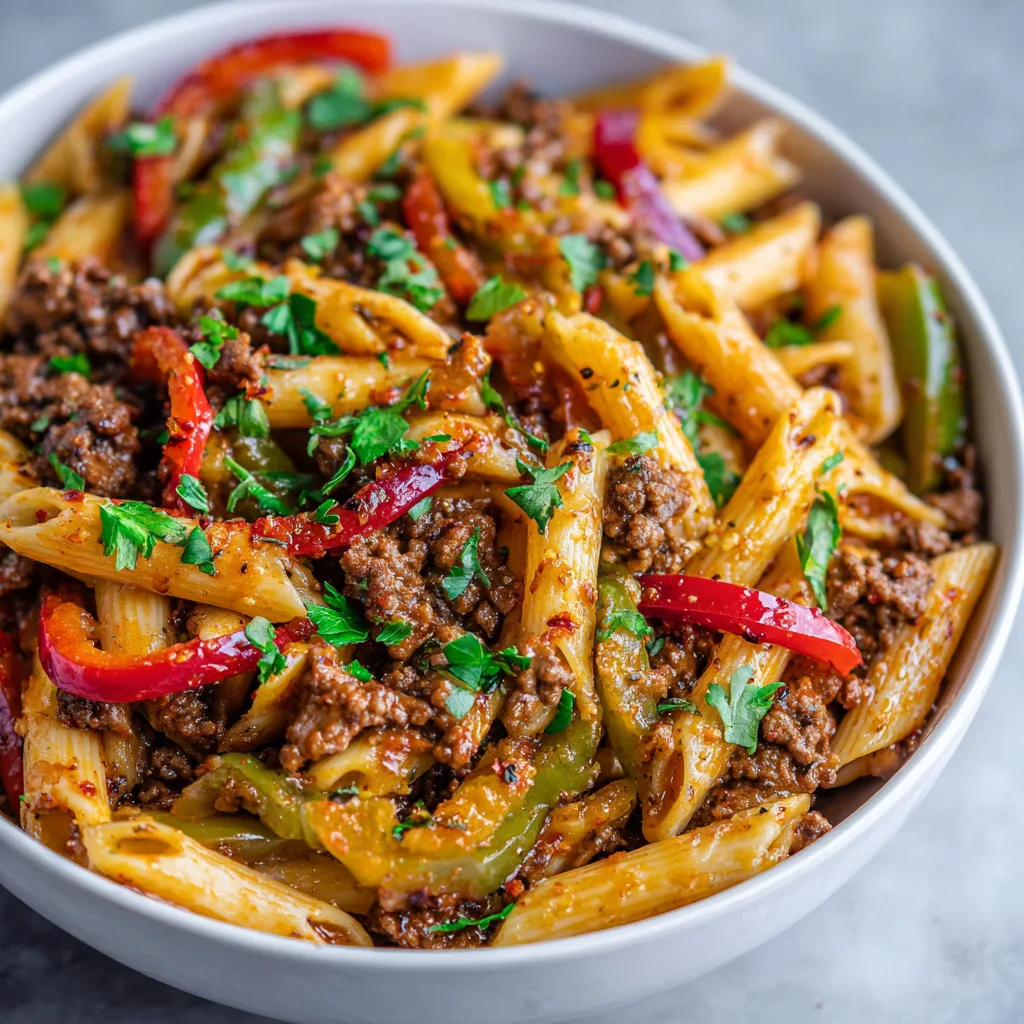 Spicy Ground Beef Pasta Stir Fry! 2