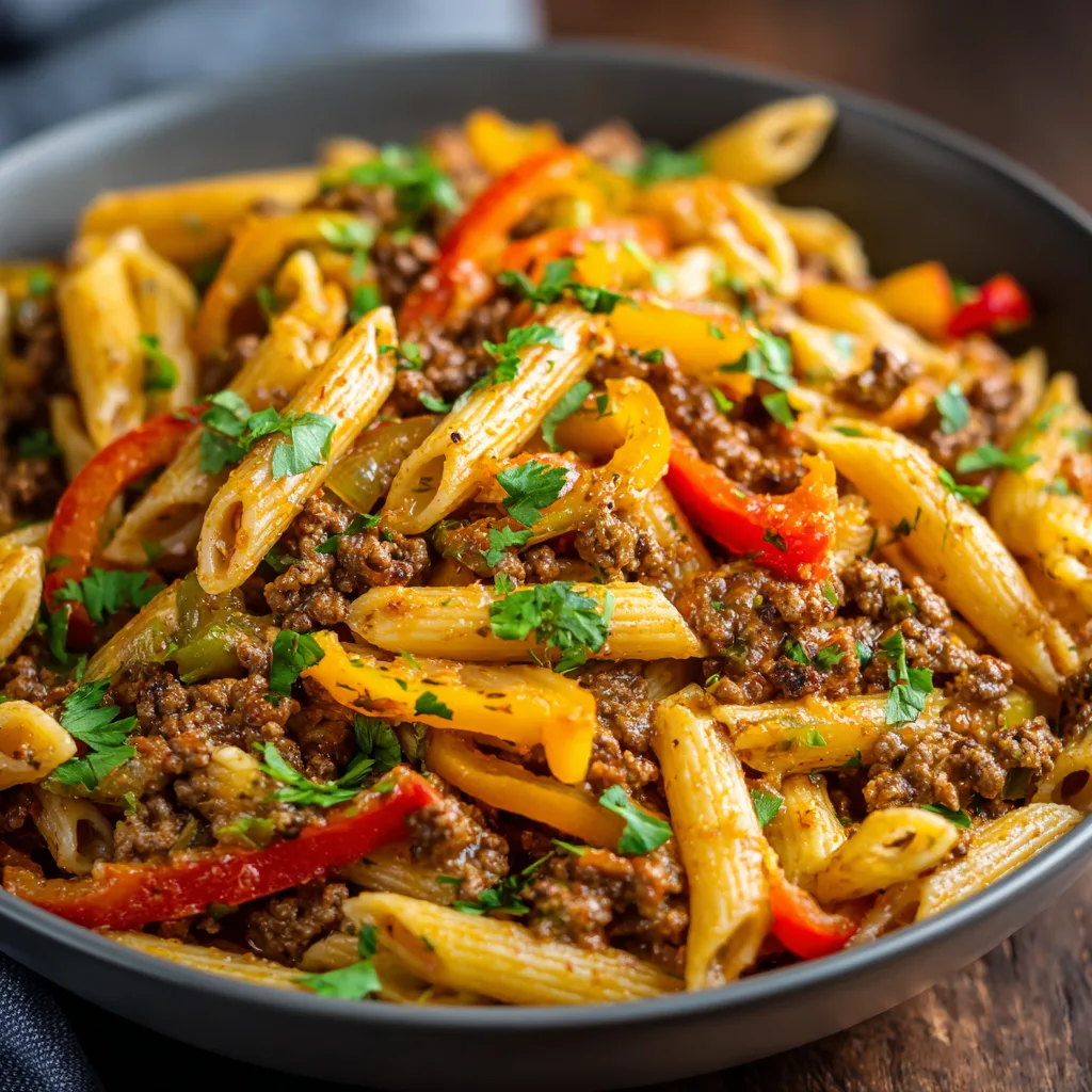 Spicy Ground Beef Pasta Stir Fry! 4