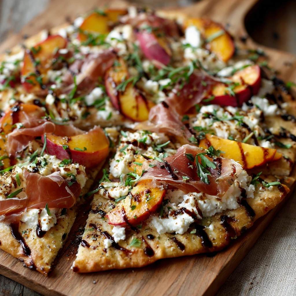 Sweet & Savory Peach Prosciutto Flatbread with Goat Cheese 2
