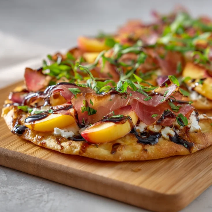 Sweet & Savory Peach Prosciutto Flatbread with Goat Cheese 1