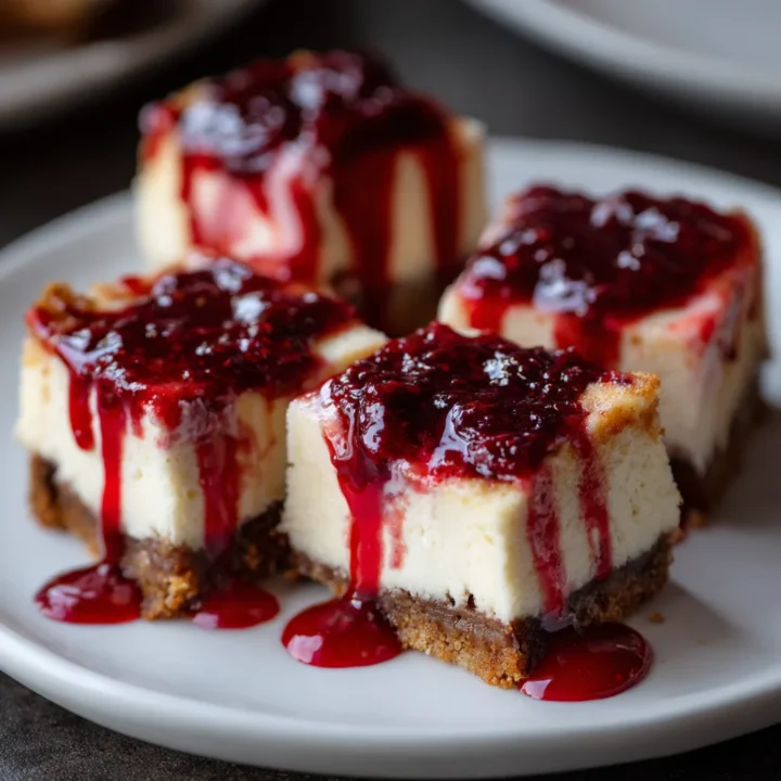 Blood Drip Cheesecake Bars Recipe – Spooky & Delicious Halloween Treat