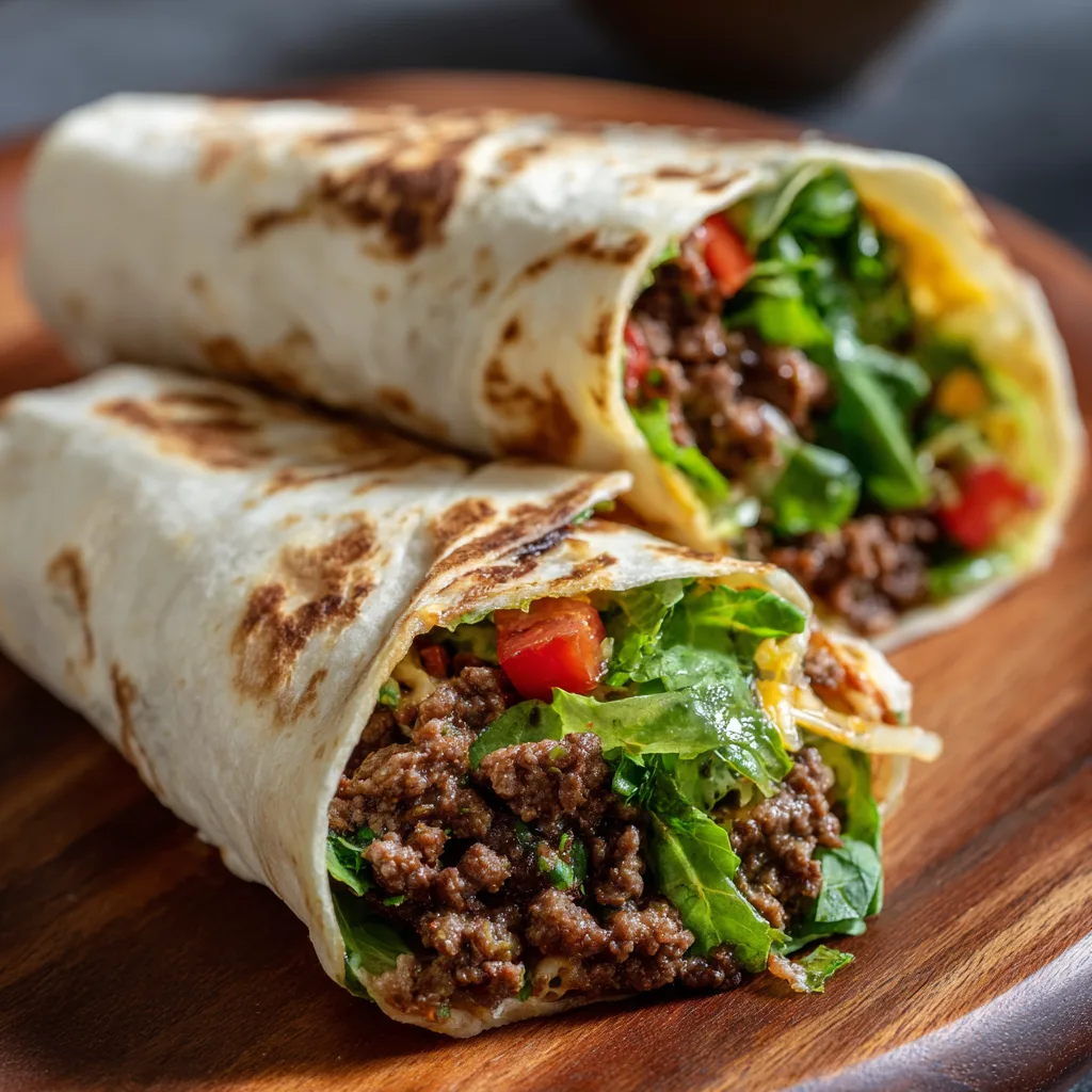 Budget Garlic Ground Beef Wraps 4