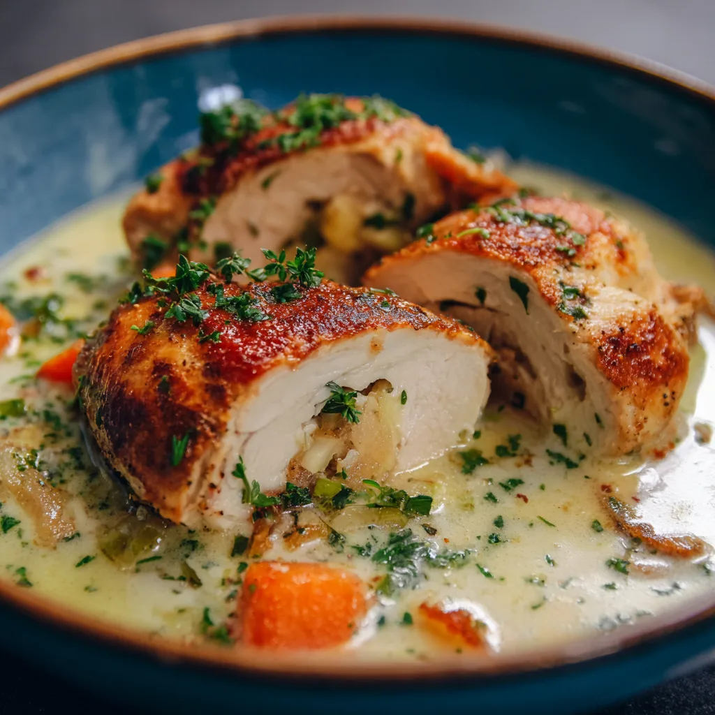 Comfort Food Elevated Family-Friendly Stuffed Chicken Fillet Soup 1