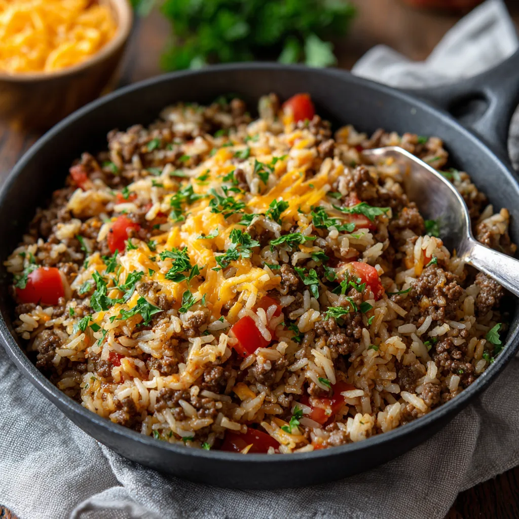 Easy Skillet Ground Beef Rice Recipe 4