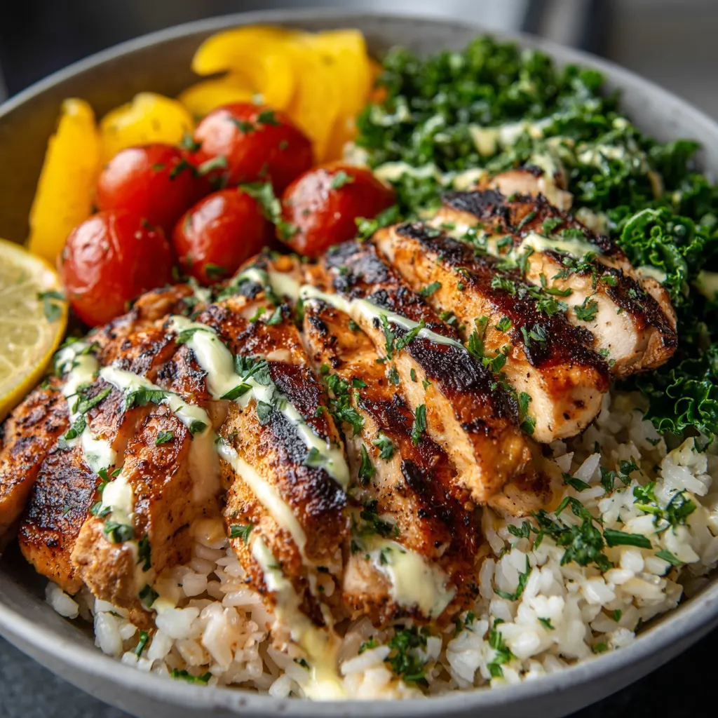 Healthy Grilled Chicken Breast Rice Bowl 4