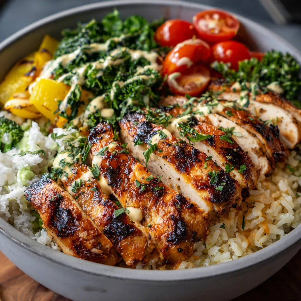 Healthy Grilled Chicken Breast Rice Bowl 2