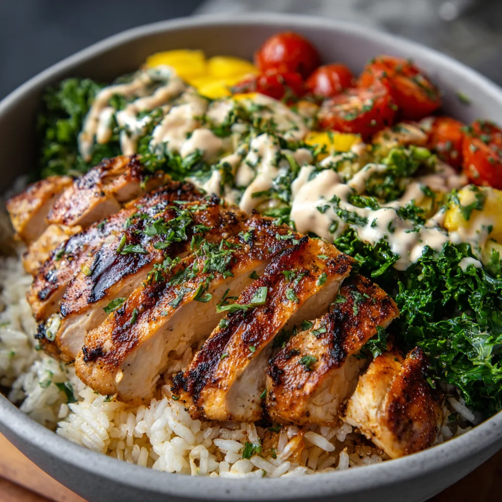 Healthy Grilled Chicken Breast Rice Bowl 3