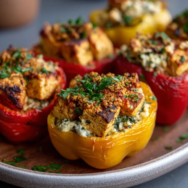 Healthy Mediterranean Tofu Stuffed Peppers 1