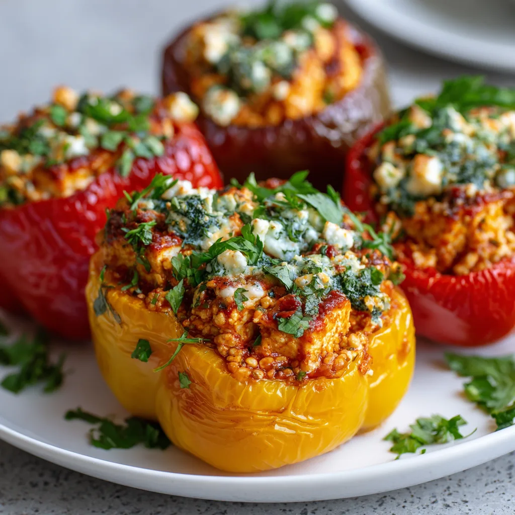 Healthy Mediterranean Tofu Stuffed Peppers 2