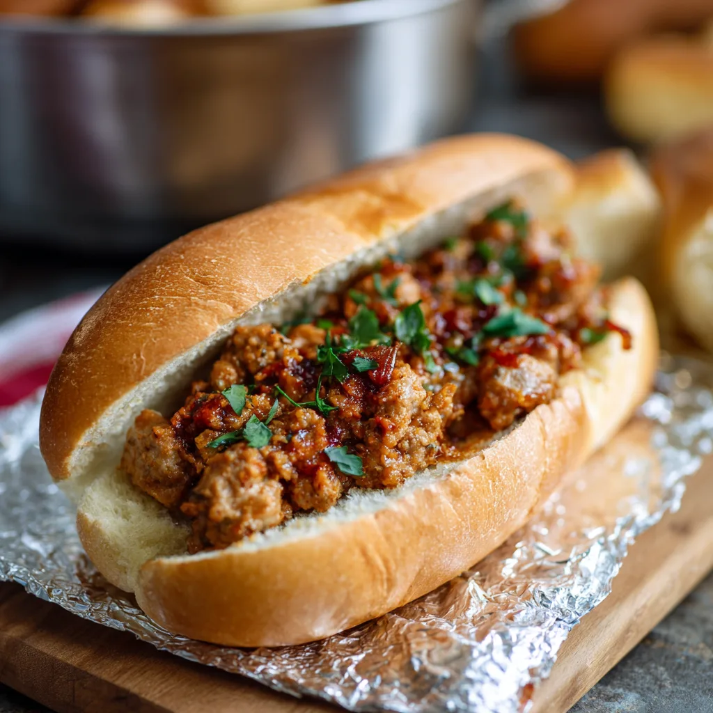 High Protein Crockpot Sausage Sandwich Filling 4