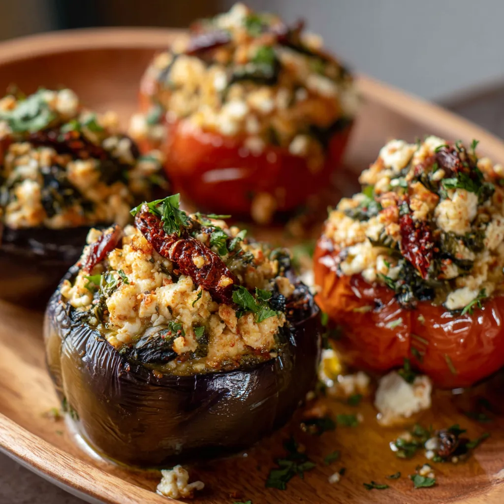 High Protein Mediterranean Eggplant Stuffed Peppers Recipe 4