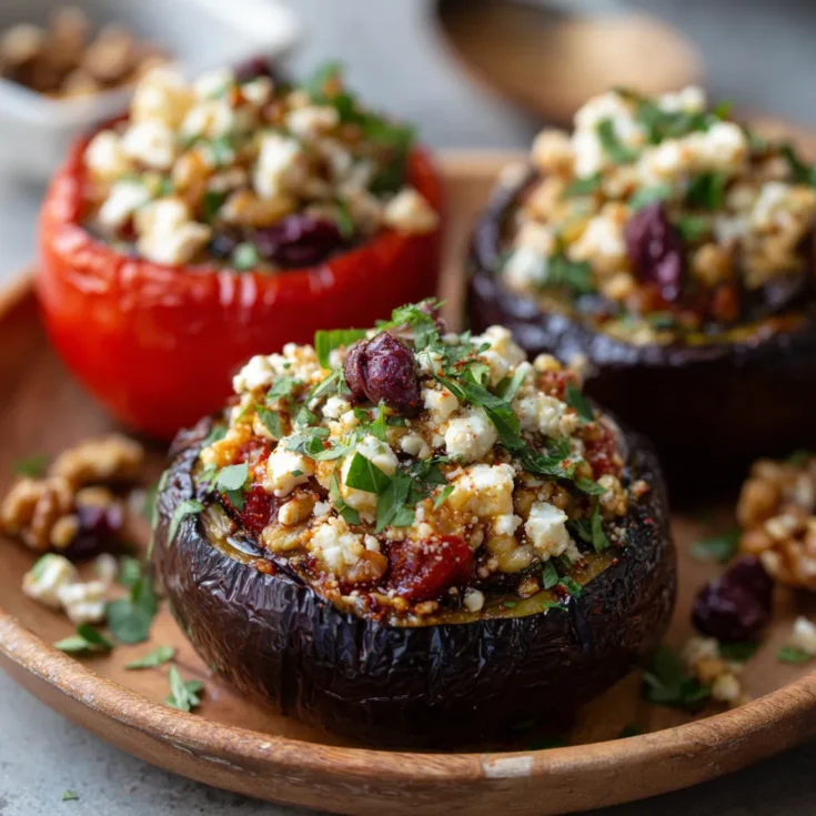 High Protein Mediterranean Eggplant Stuffed Peppers Recipe1