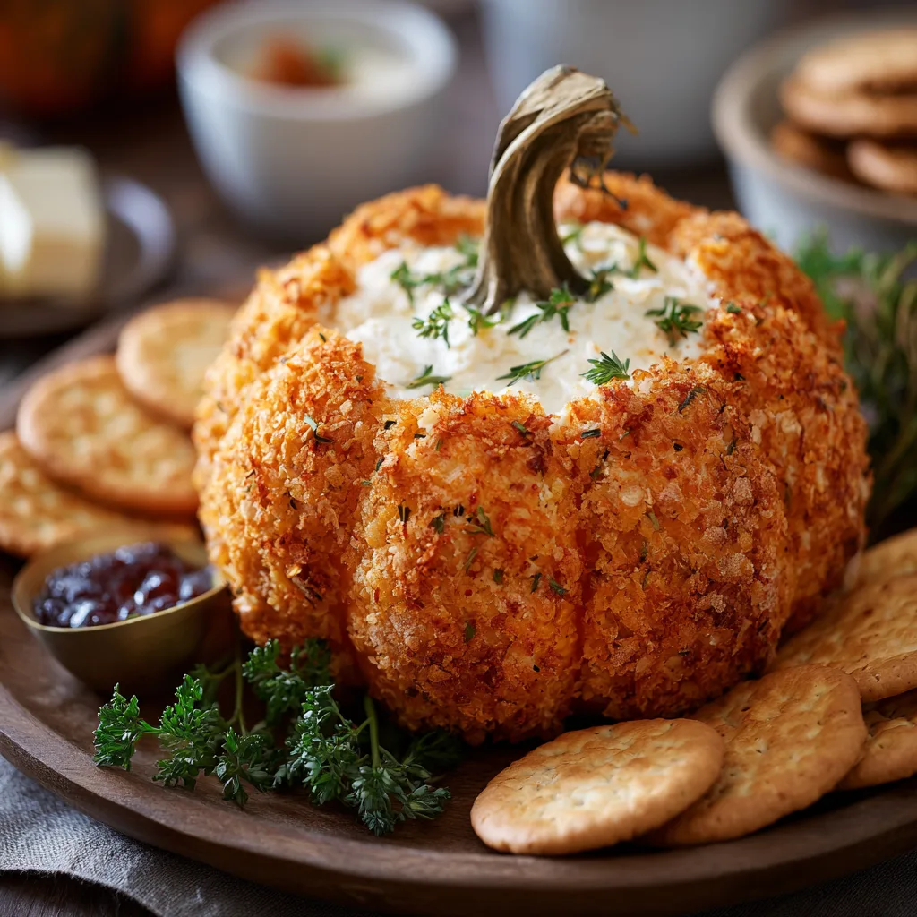 Halloween Pumpkin-Shaped Cheese Ball Recipe 4