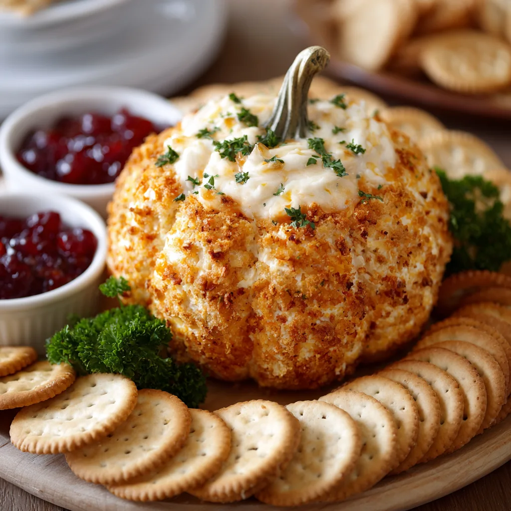 Halloween Pumpkin-Shaped Cheese Ball Recipe 2