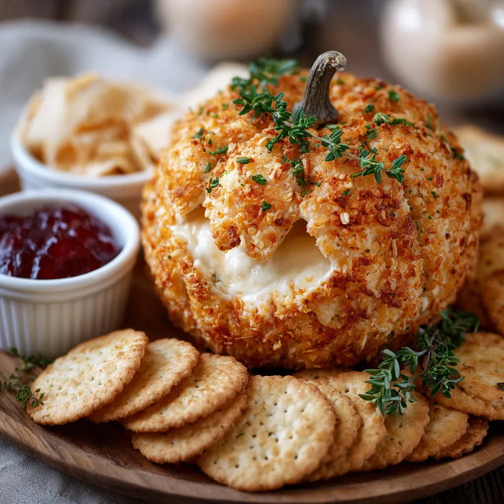 Halloween Pumpkin-Shaped Cheese Ball Recipe 3