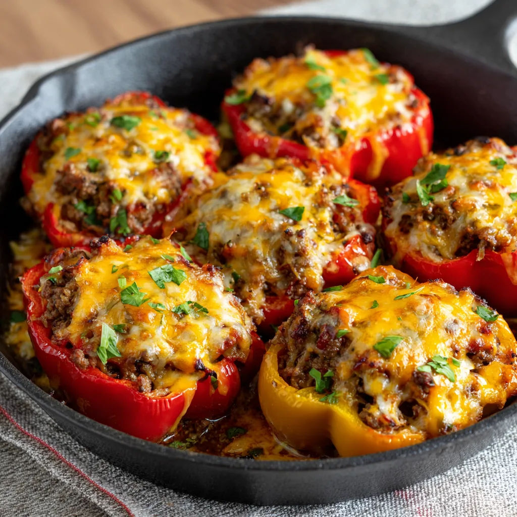 Quick Skillet Ground Beef Stuffed Peppers – Easy & Flavorful 1
