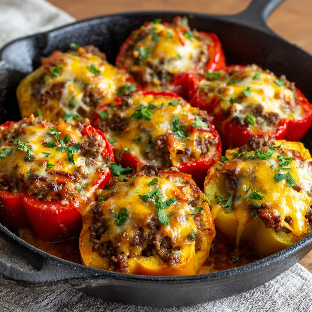 Quick Skillet Ground Beef Stuffed Peppers – Easy & Flavorful 2