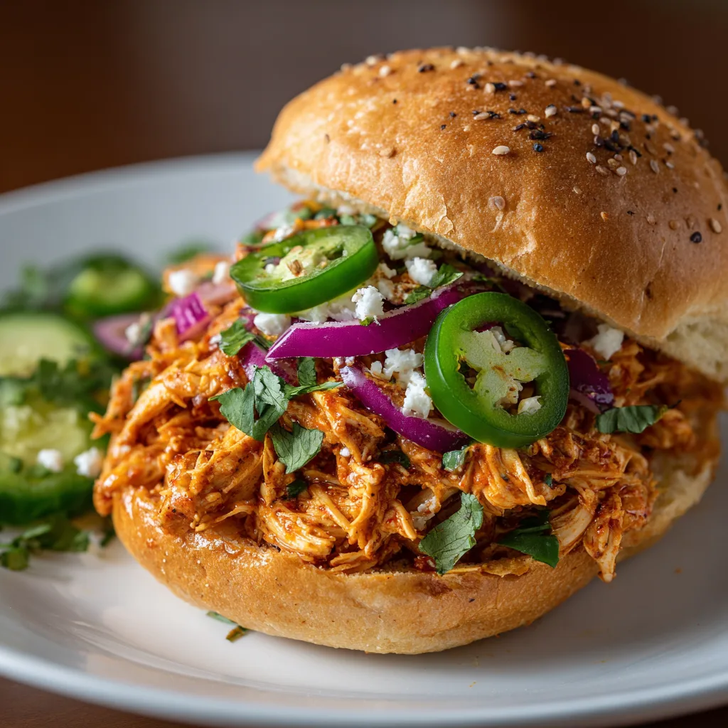 Spicy Crockpot Chicken Filling (Perfect for Sandwiches!) 3