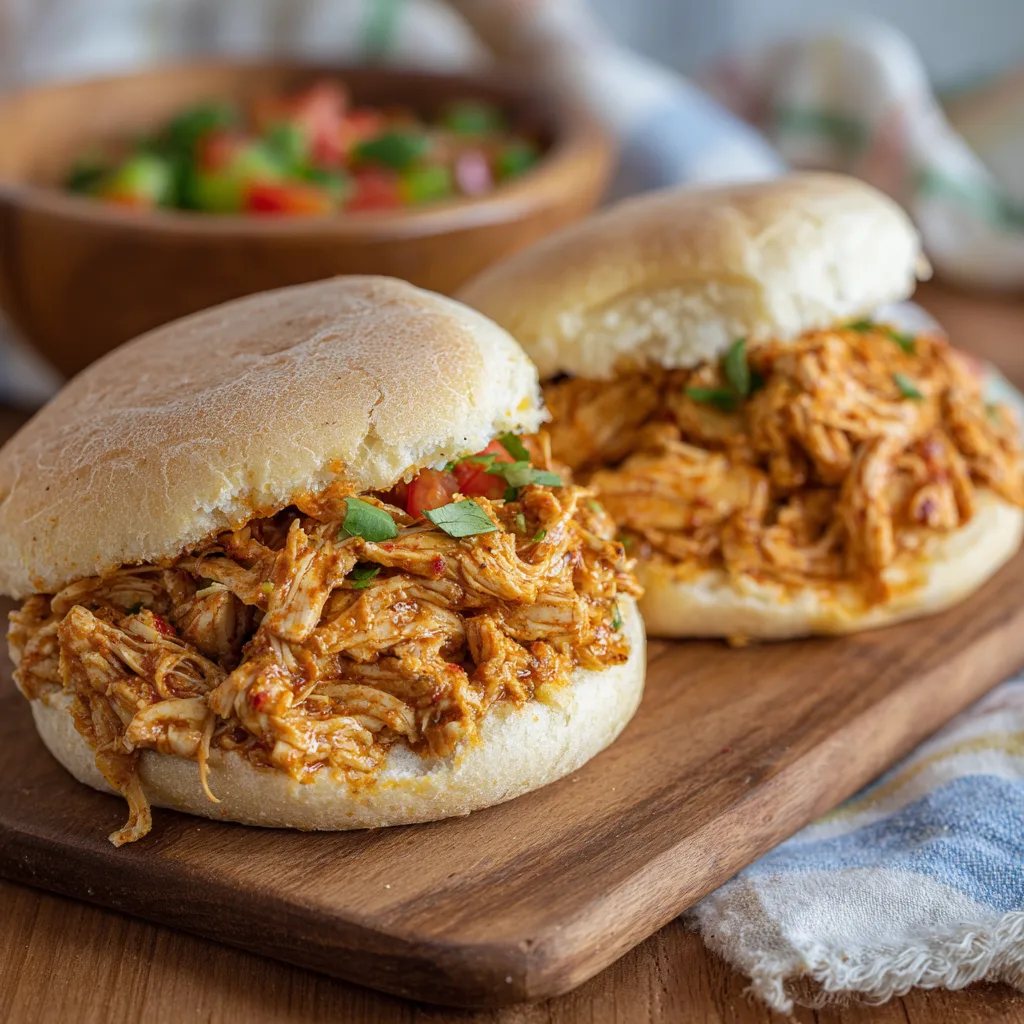 Spicy Crockpot Chicken Filling (Perfect for Sandwiches!) 1