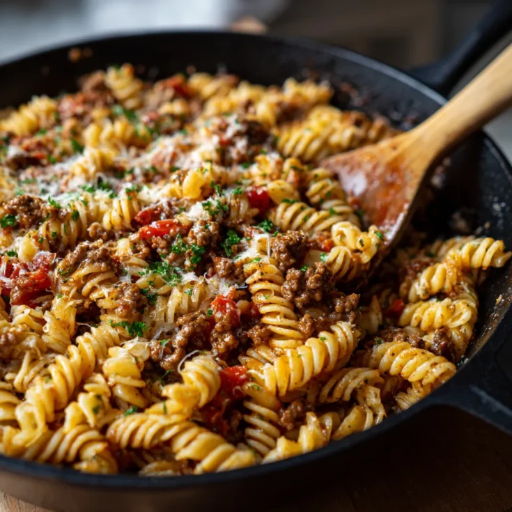 Spicy Skillet Ground Beef Pasta Recipe 1