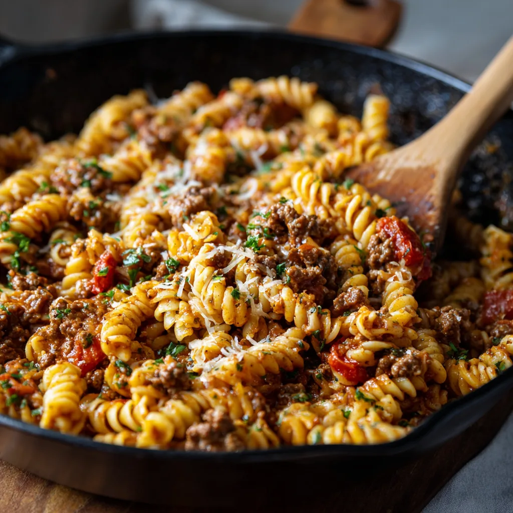 Spicy Skillet Ground Beef Pasta Recipe 4