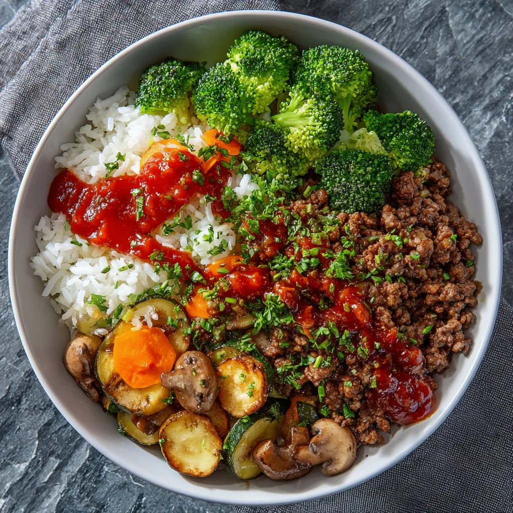 Easy Air Fryer Ground Beef Bowl
