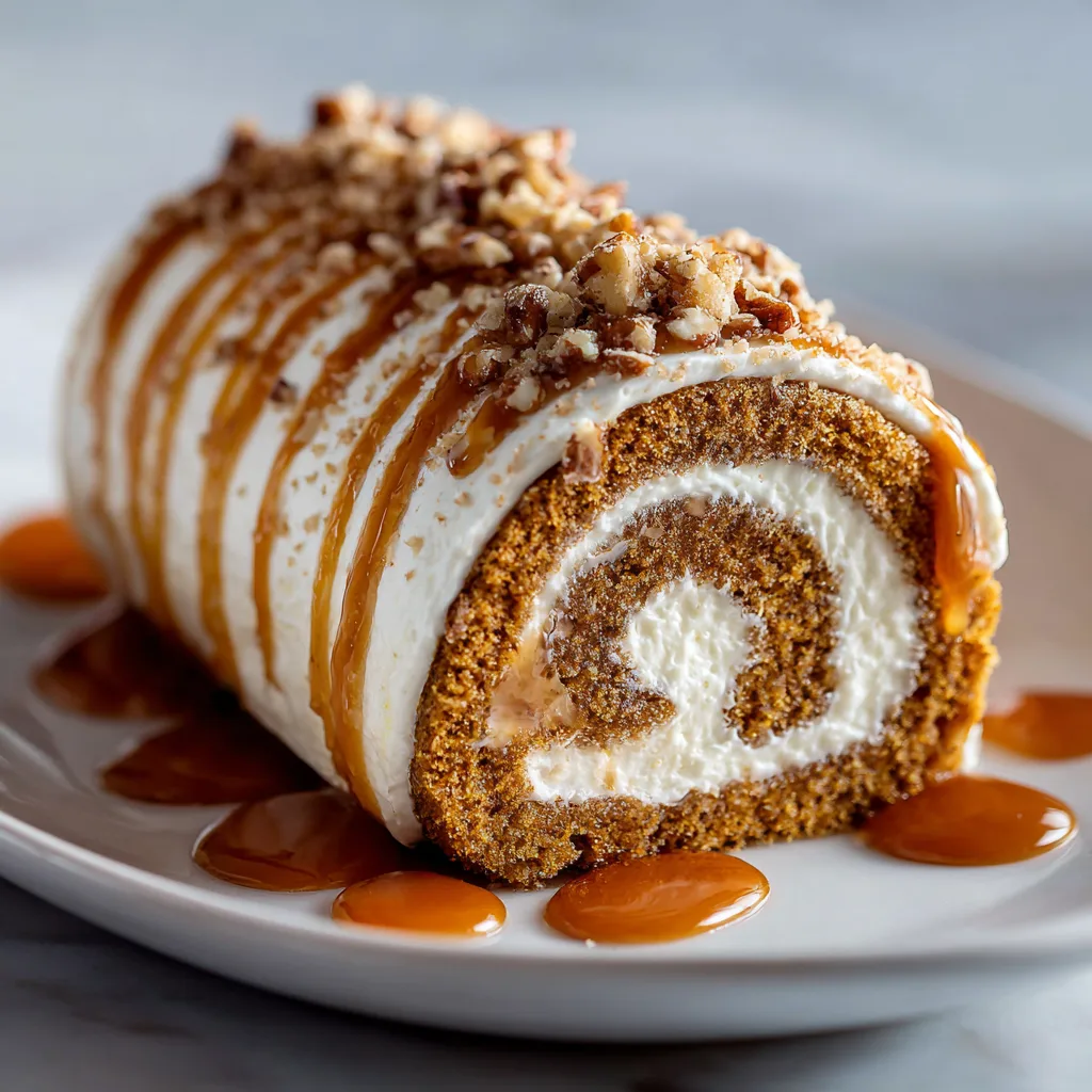 Pumpkin Roll with Caramel for Thanksgiving Desserts