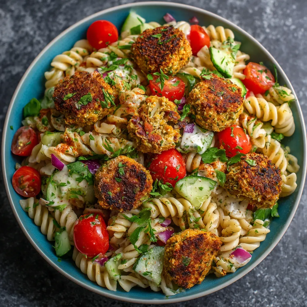 Baked Falafel Chickpea Pasta Salad – Fresh, Hearty & Mediterranean!