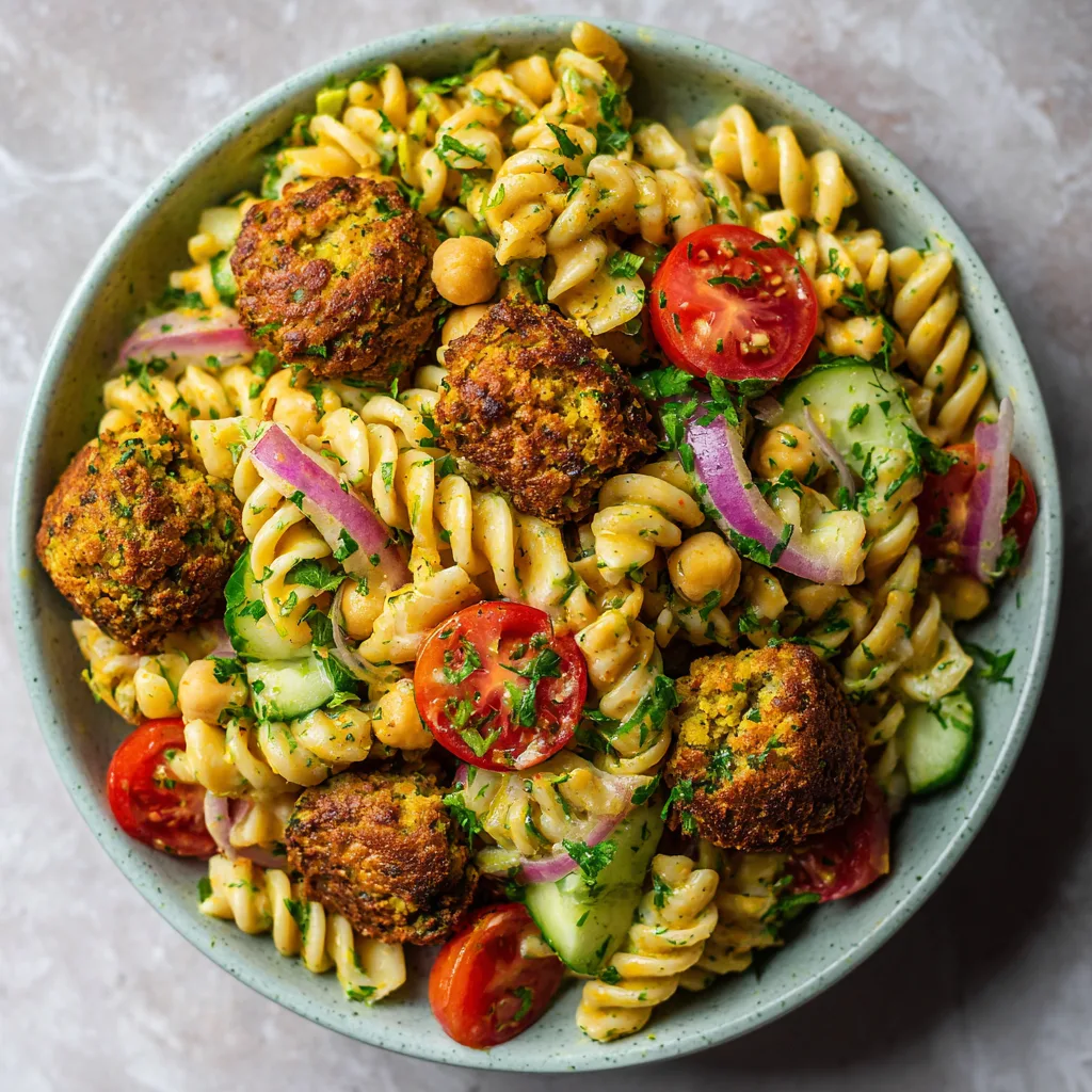 Baked Falafel Chickpea Pasta Salad – Fresh, Hearty & Mediterranean!