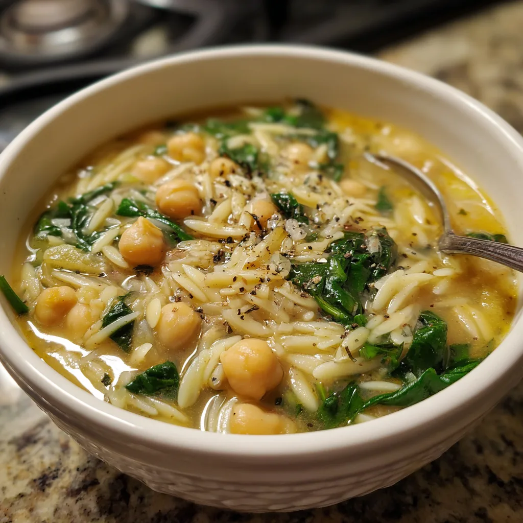 Chickpea Spinach Lemon Orzo Soup – Bright & Cozy