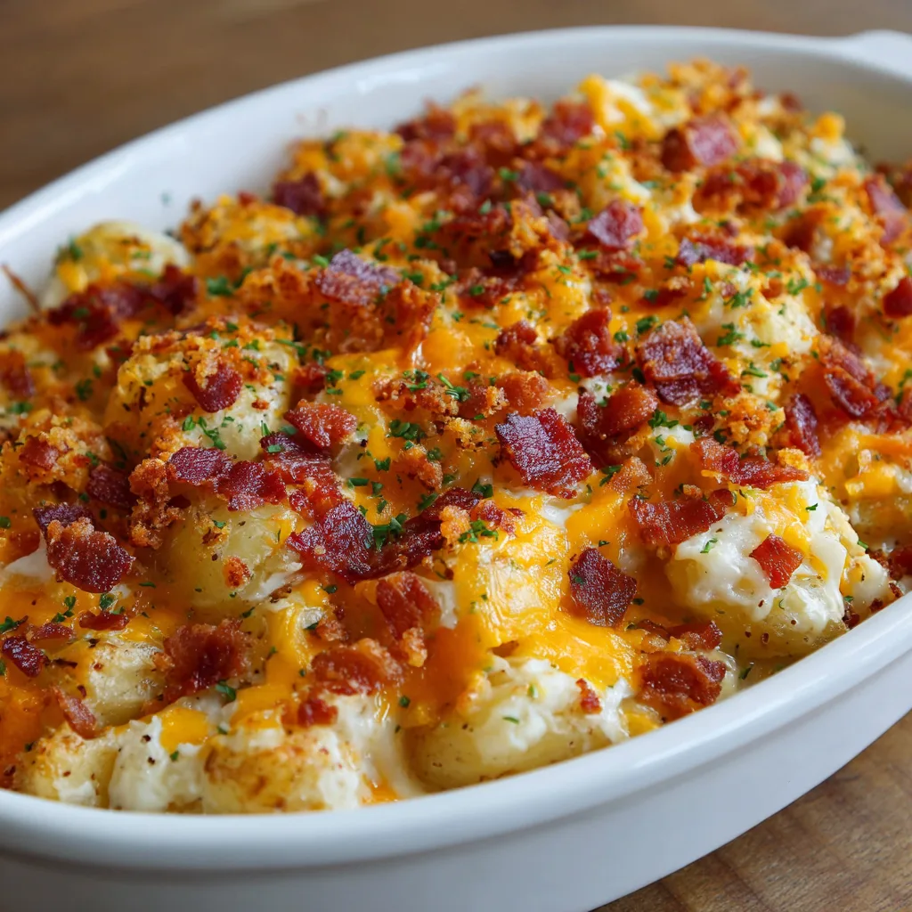 Christmas Cheesy Potato Bacon Casserole