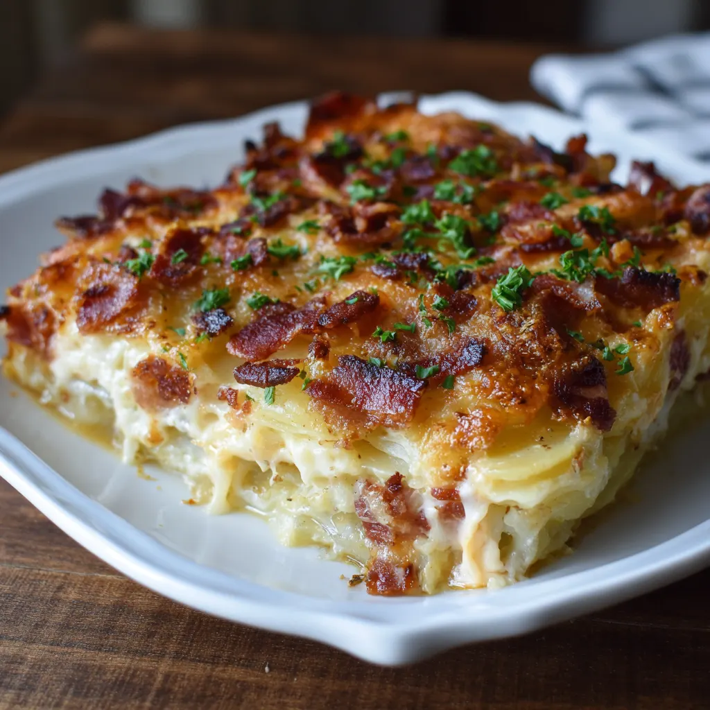 Christmas Cheesy Potato Bacon Casserole