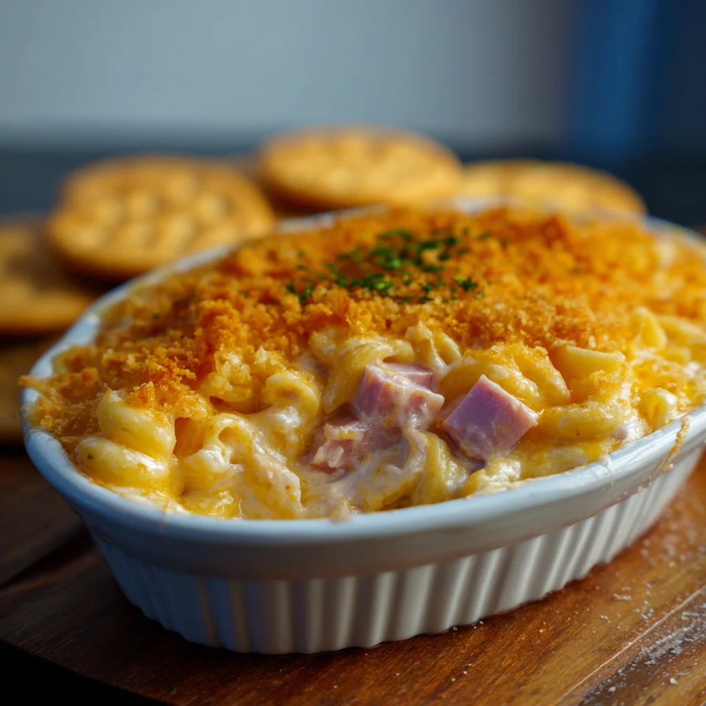 Christmas Ham Mac & Cheese with Ritz – Creamy, Crunchy & Festive!
