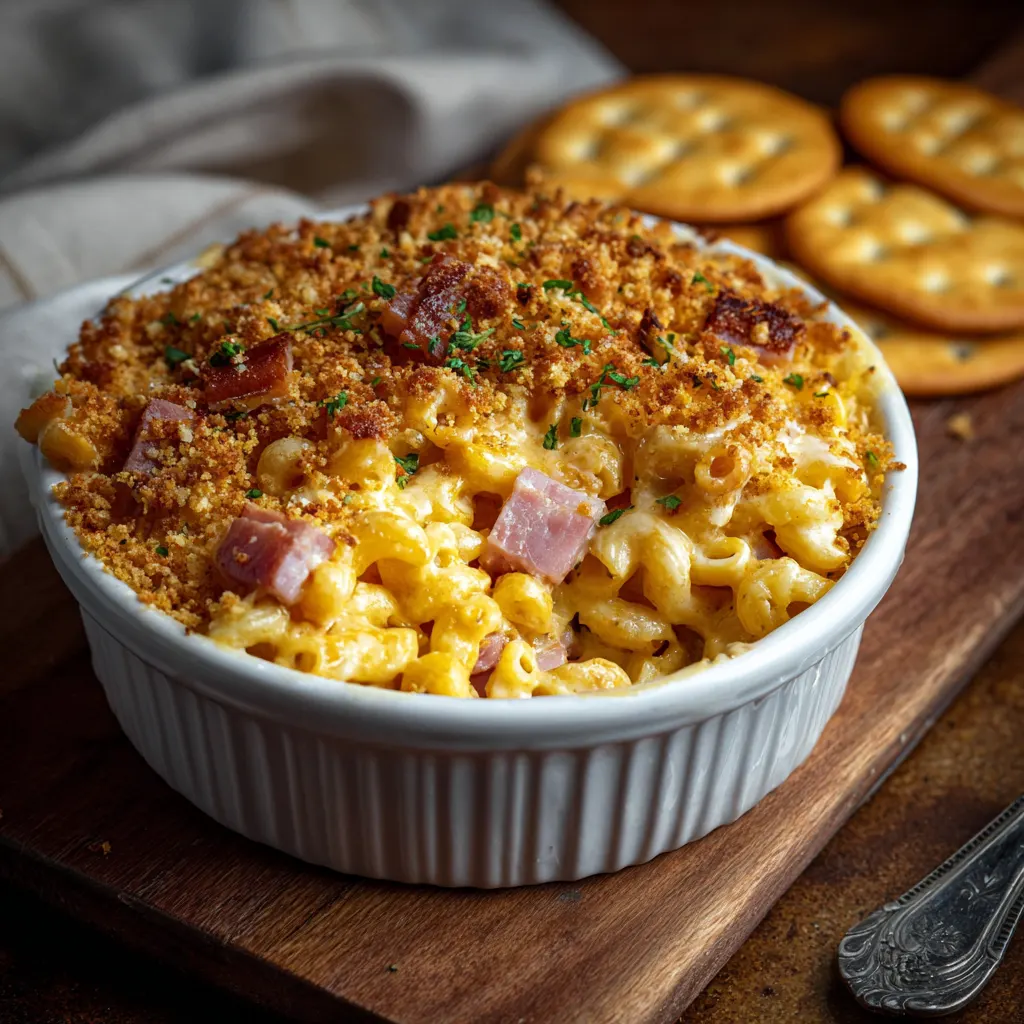 Christmas Ham Mac & Cheese with Ritz – Creamy, Crunchy & Festive!