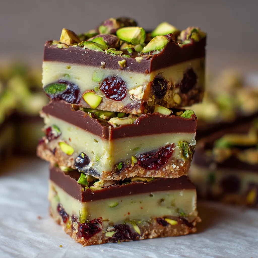 Christmas Pistachio Cherry Fudge Bars
