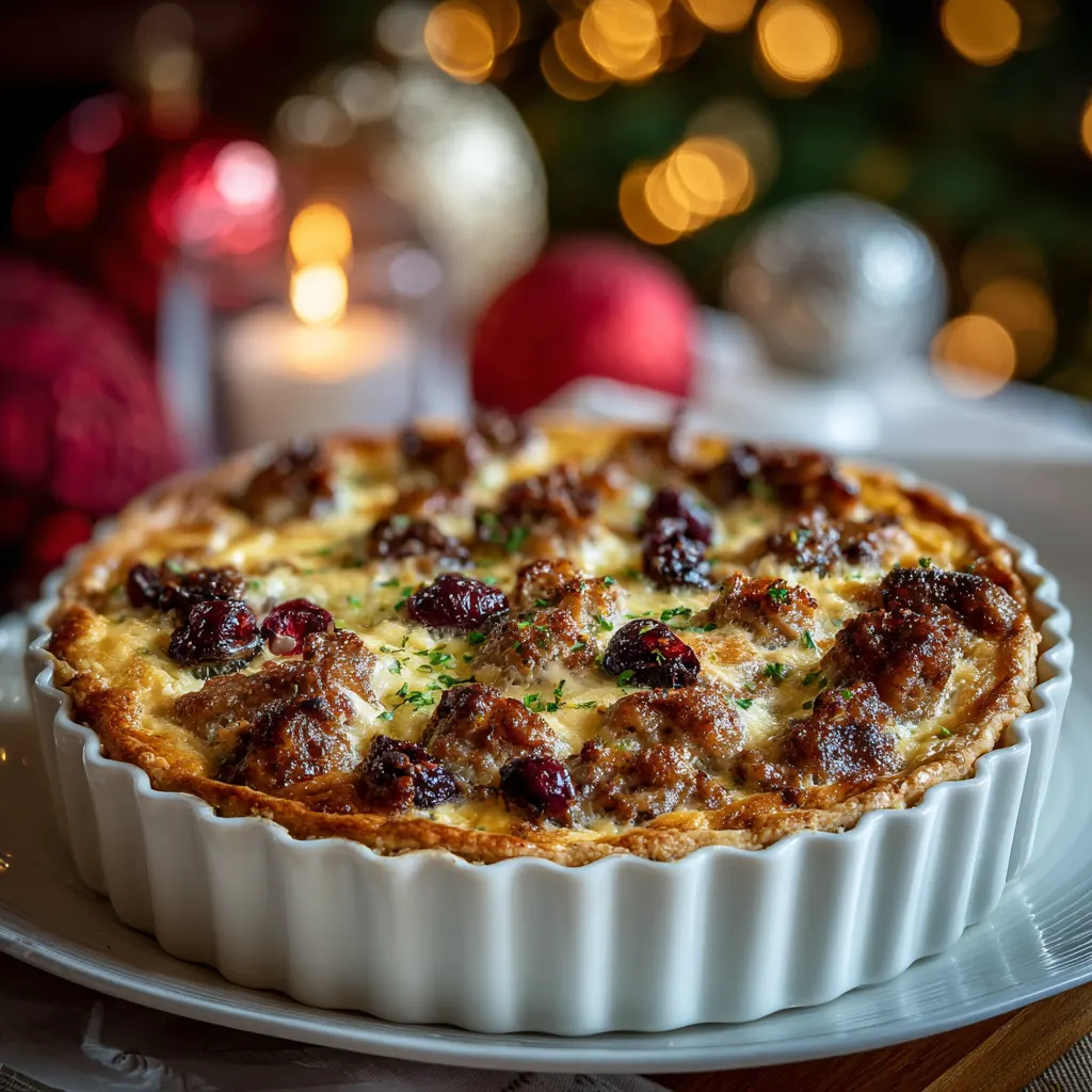 Christmas Sausage & Cranberry Quiche – Savory, Festive & Brunch-Perfect!