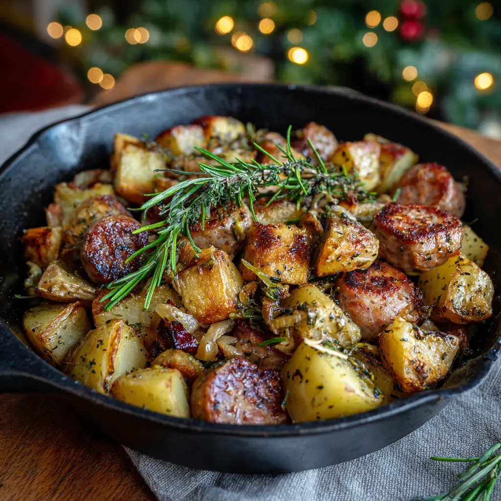 Christmas Sausage & Herb Potato Skillet – Cozy, Crispy & Festive!