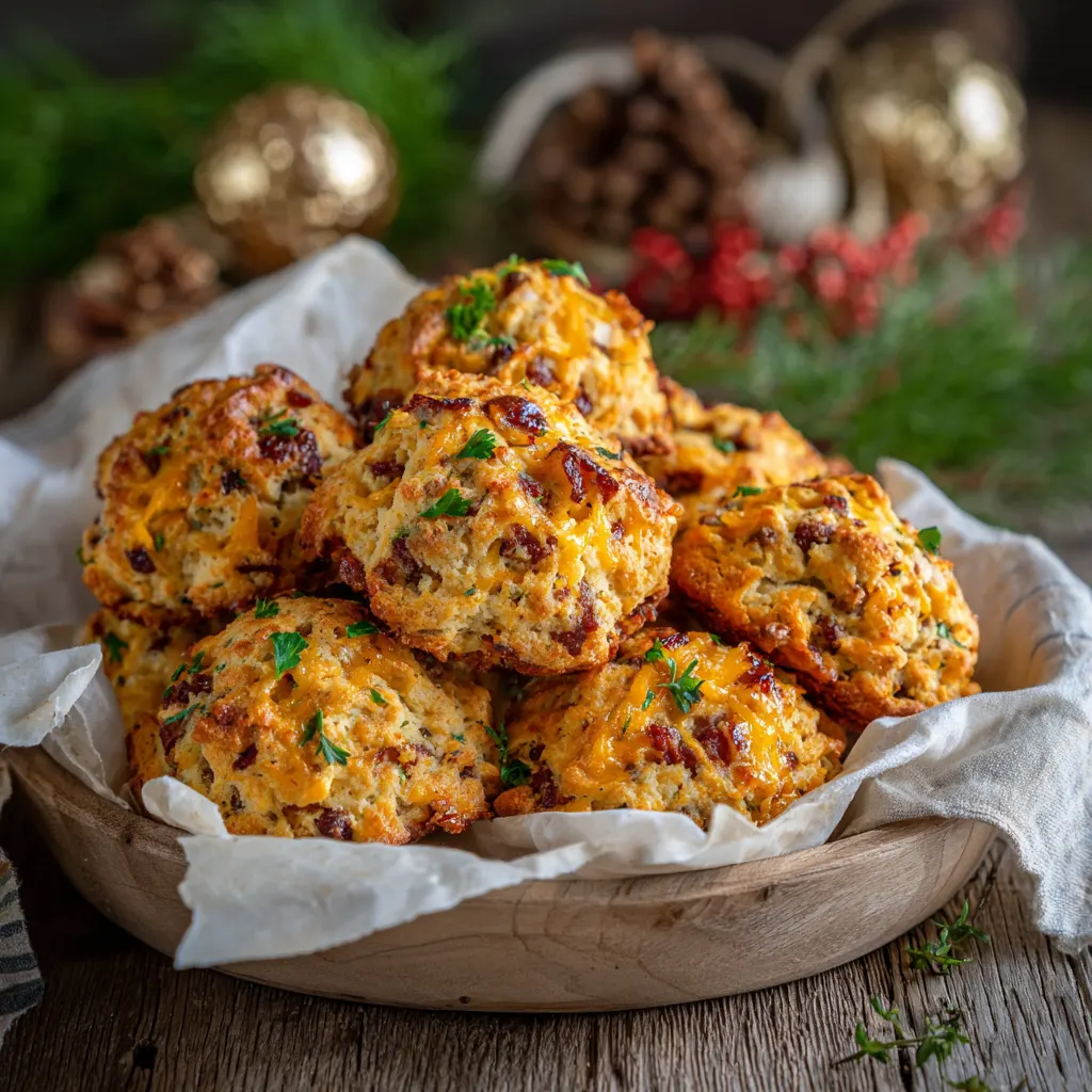 Christmas Smoked Sausage Cheddar Drop Biscuits – Cheesy & Cozy