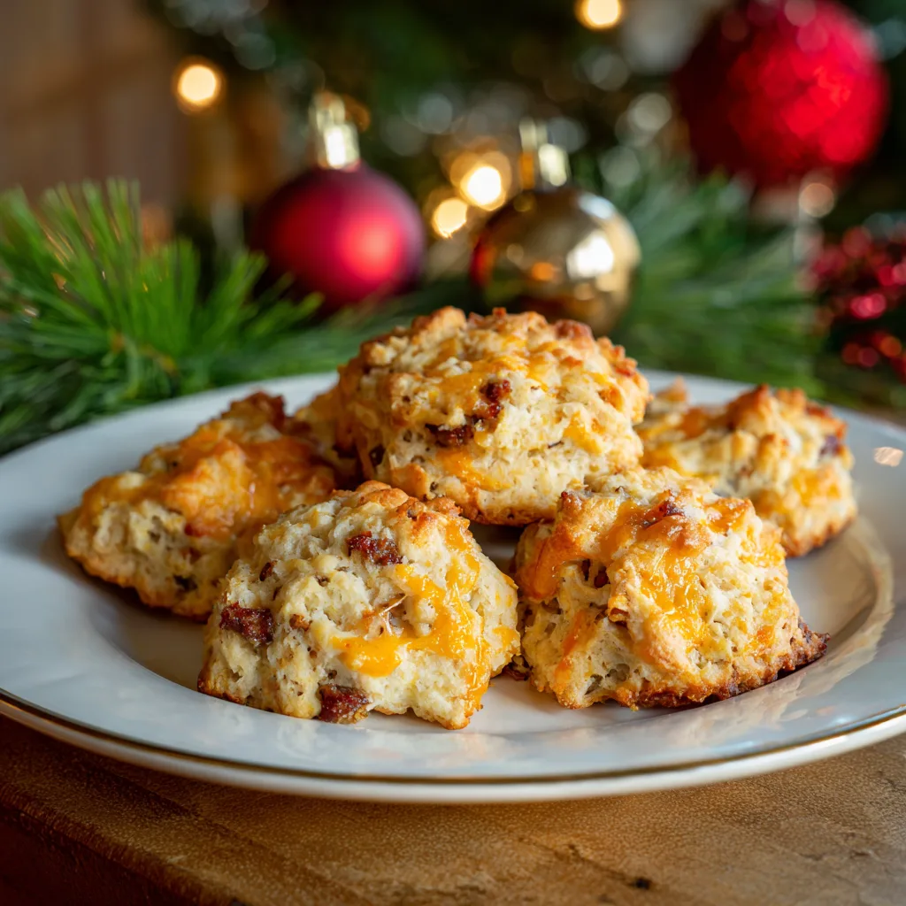 Christmas Smoked Sausage Cheddar Drop Biscuits – Cheesy & Cozy
