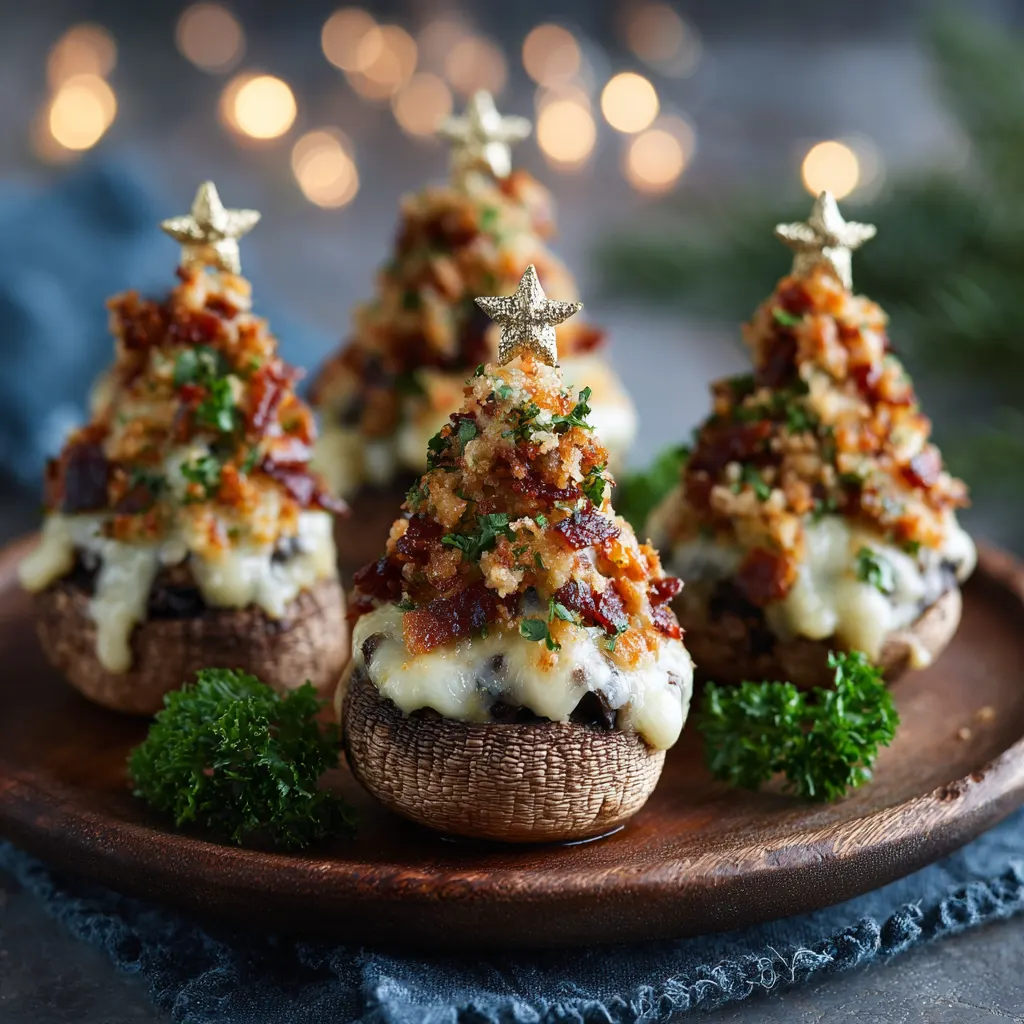 Christmas Tree Stuffed Mushroom Bites – Cute & Savory