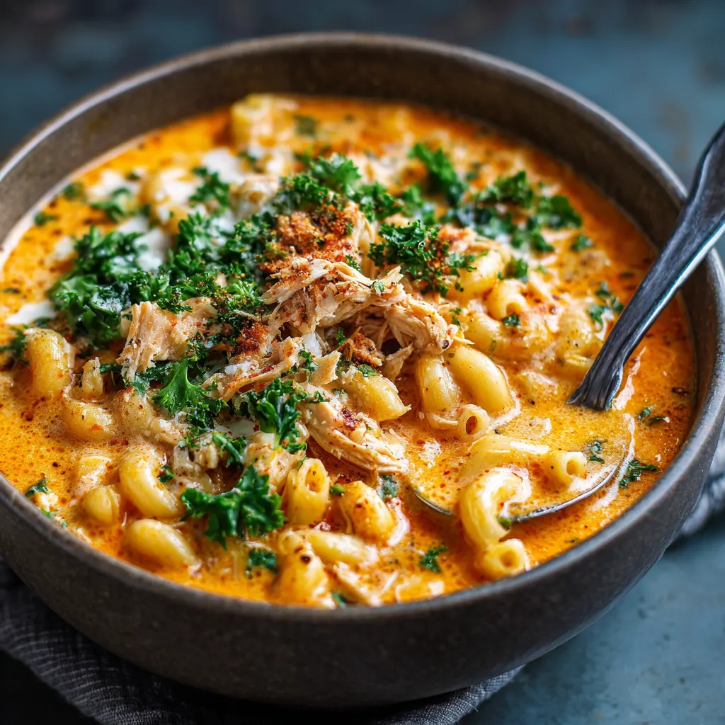 Creamy Buffalo Chicken Mac Soup – Bold & Cozy
