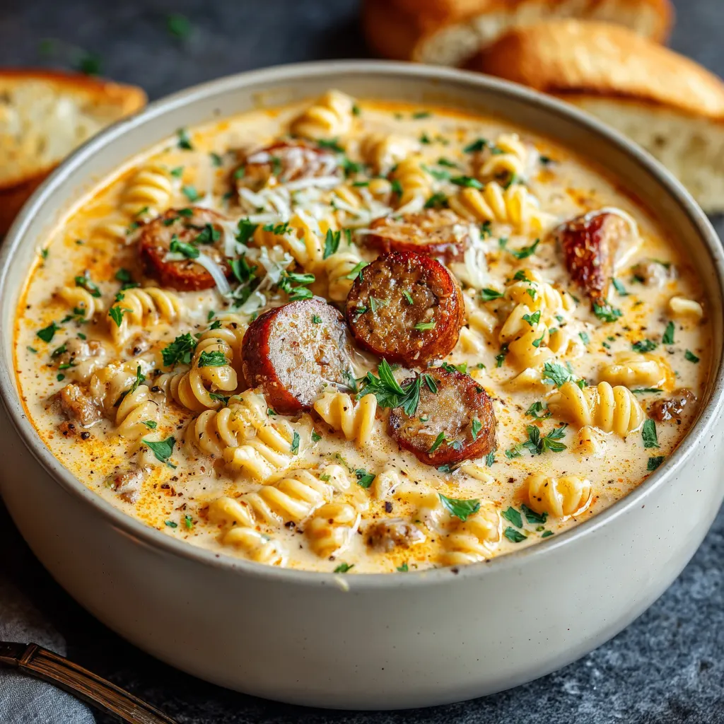 Creamy Cajun Sausage Alfredo Soup – Bold, Creamy & Cozy!