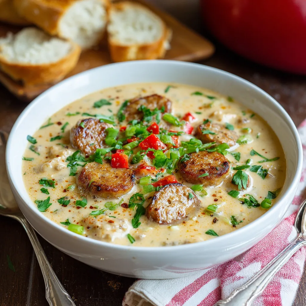 Creamy Cajun Sausage Alfredo Soup – Bold, Creamy & Cozy!