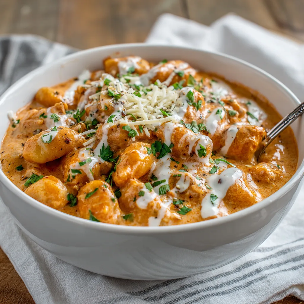 Crockpot Creamy Buffalo Chicken Gnocchi – Spicy, Creamy & So Easy!