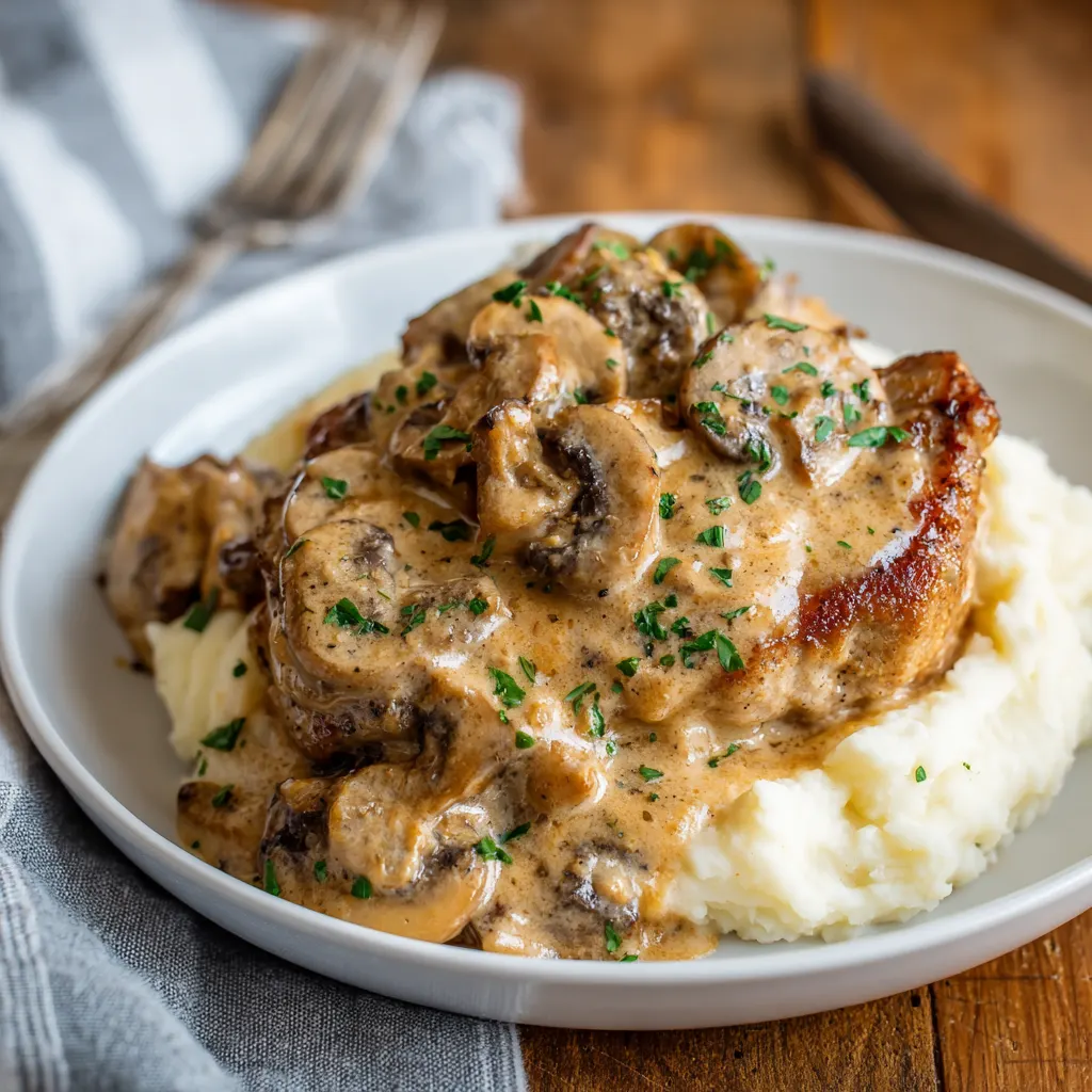 Crockpot Creamy Mushroom Pork Chops – Juicy, Cozy & Effortless!