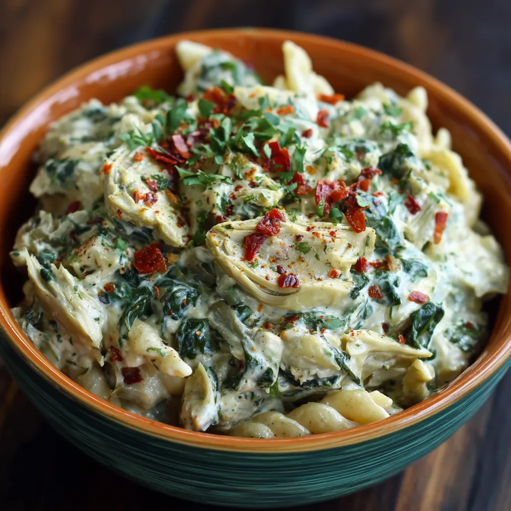 Crockpot Creamy Spinach Artichoke Pasta – Rich, Cozy & Effortless!
