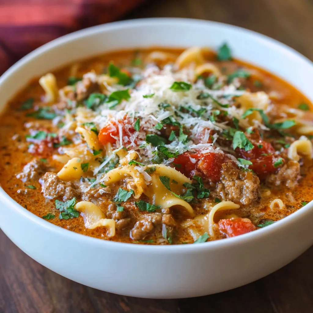 Crockpot Italian Sausage Lasagna Soup – Cozy, Hearty & Effortless!