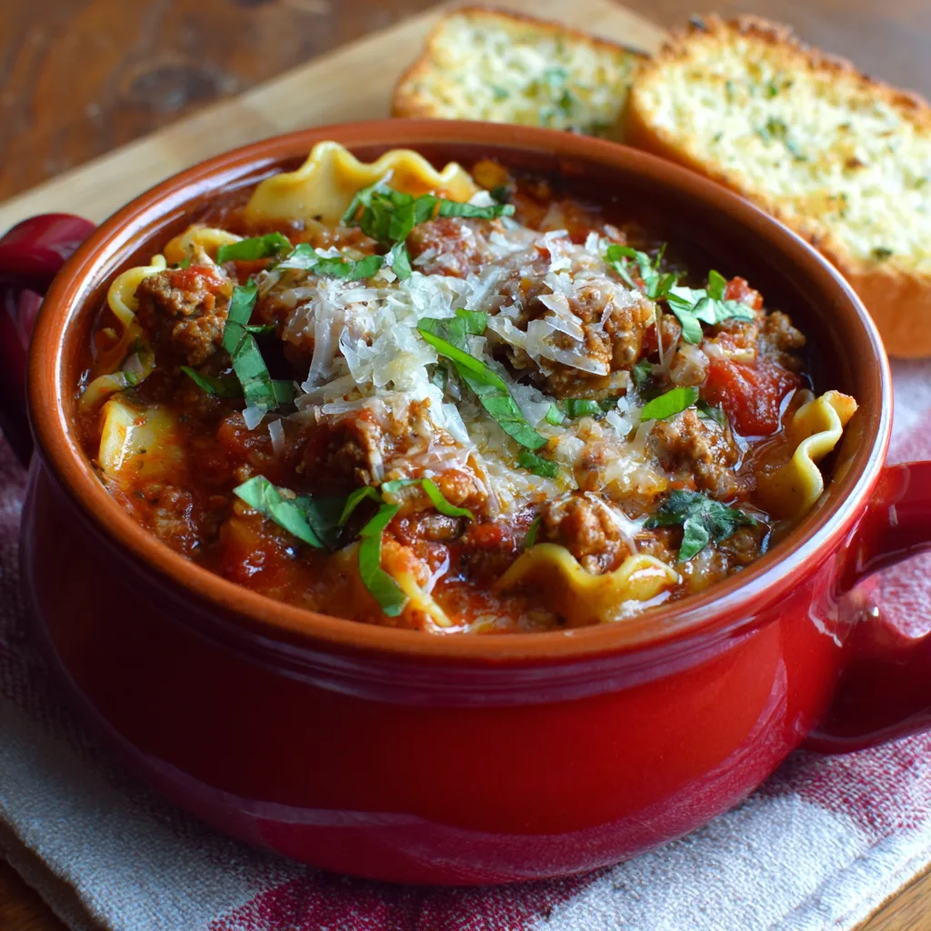Crockpot Italian Sausage Lasagna Soup – Cozy, Hearty & Effortless!